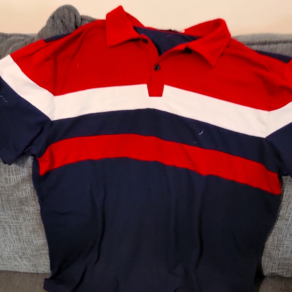 Men's Red and Navy Polo Shirt